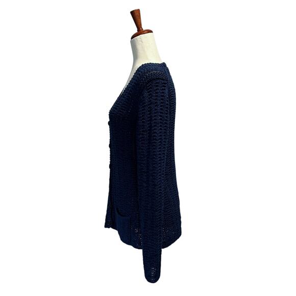 Talbots Women's Blue Textured‎ V-Neck Longsleeve Cardigan Sweater Size Large - Picture 6 of 12